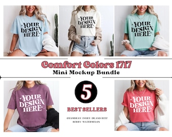 Comfort Colors 1717 Mockup Bundle, CC1717 Mockup Bundle, CC1717 Chambray Mockup, CC1717 Watermelon Mockup, Trendy CC1717 Mockup Bundle Mini