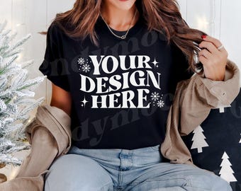 Comfort Colors C1717 Black Mockup, Comfort Colors Christmas Mockup, Christmas Black Shirt Mockup, Christmas Mockup, Trendy 1717 Mockup