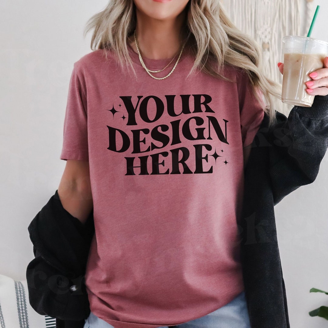 Bella Canvas 3001 Heather Mauve Mockup Heather Mauve 3001 Mockup Bella ...