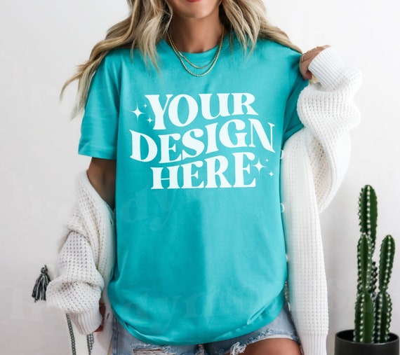 Teal Bella Canvas 3001 Mockup, 3001 Teal Shirt Mockup, 3001 Shirt Mockup, Trendy BC3001 Mockup, Teal Shirt Mockup, Teal 3001 TShirt Mockup