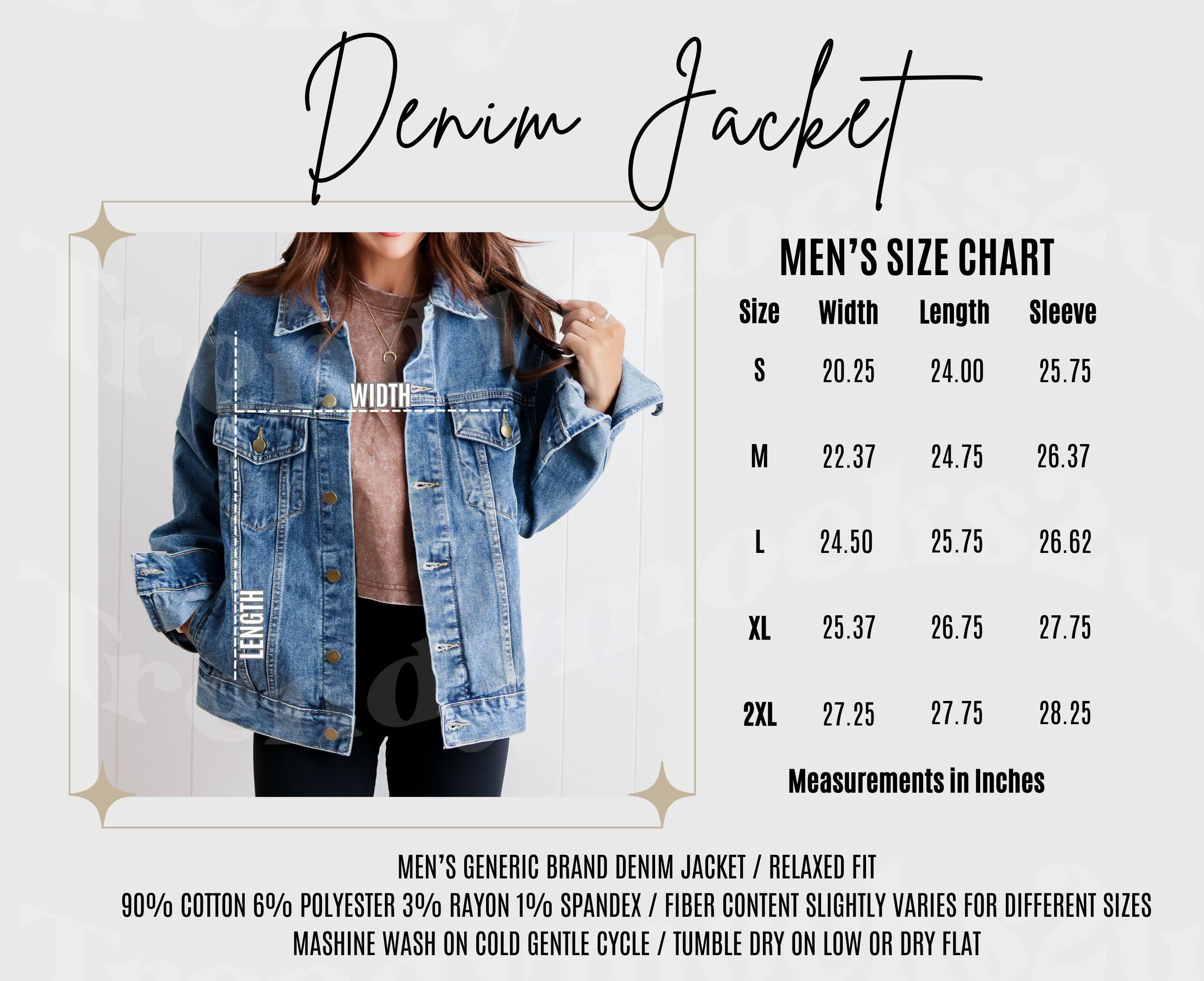 MWW Men's Denim Jacket Size Chart, Men's Denim Jacket Mockup MWW Men's Denim Jacket Size Chart, Men's Denim Jacket Mockup