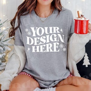 Athletic Heather Bella Canvas 3001 Mockup, Christmas 3001 Shirt Mockup, Athletic Heather 3001 Mockup, Christmas Mockup, Grey Shirt Mockup
