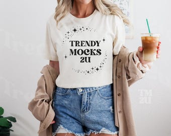 Natural Bella Canvas 3001 Shirt Mockup, Bella 3001 Mockup Natural, 3001 Shirt Mockup, Boho Mockup, Natural 3001 Mockup, Coffee Shirt Mockup
