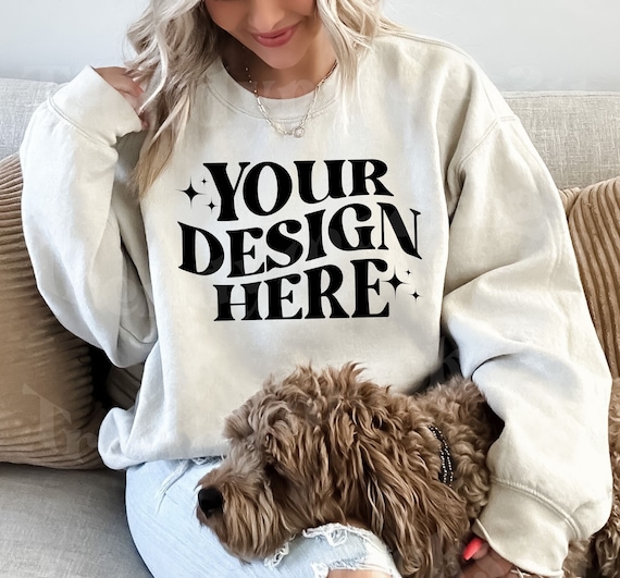 Gildan 18000 Sand Mockup, Dog TShirt Mockup, Mockup With Dogs, Pet Shirt Mock Up, Gildan 18000 Mockup Sand, 18000 Sand Mockup, Pet Mockup