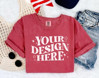 Crimson CC1717 Shirt Mockup, Trendy Crimson 1717 Mockup, Patriotic Crimson C1717 Mockup, July 4th Crimson 1717 Mockup, Trendy CC1717 Mockup