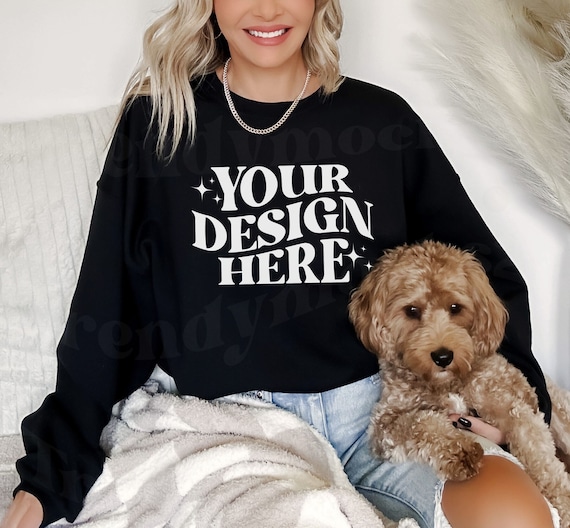 Black Gildan 18000 Mockup, Dog Sweatshirt Mockup, Mockup With Dogs, Pet Shirt Mock Up, Gildan 18000 Mockup, 18000 Black Mockup, Pet Mockup