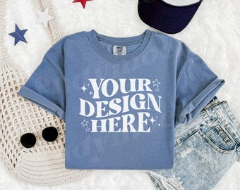 Blue Jean CC1717 4th Of July Mockup, CC1717 Shirt Mockup, C1717 Blue Jean Mockup, Patriotic Shirt Mockup, Trendy 1717 Blue Jean Mockup
