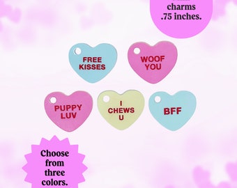 Candy hearts mini charms - pet id tag - dog id tag