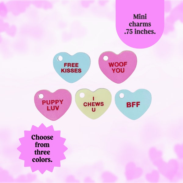 Candy hearts mini charms - pet id tag - dog id tag