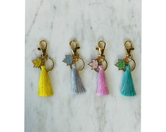 Tassel and Leaf Charm Key Chain