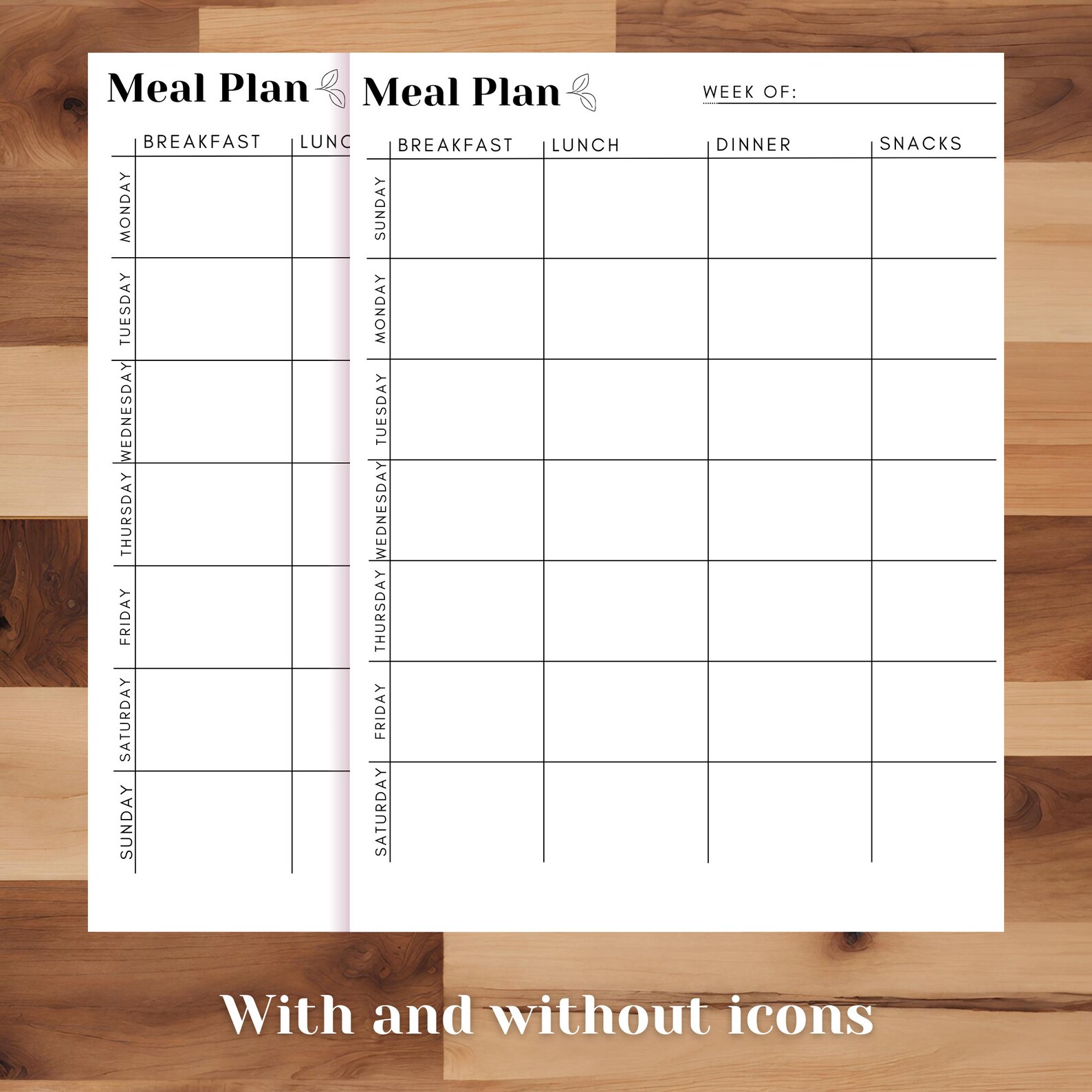 Printable Weekly Meal Planner, Simple Daily Meal Organizer, Instant