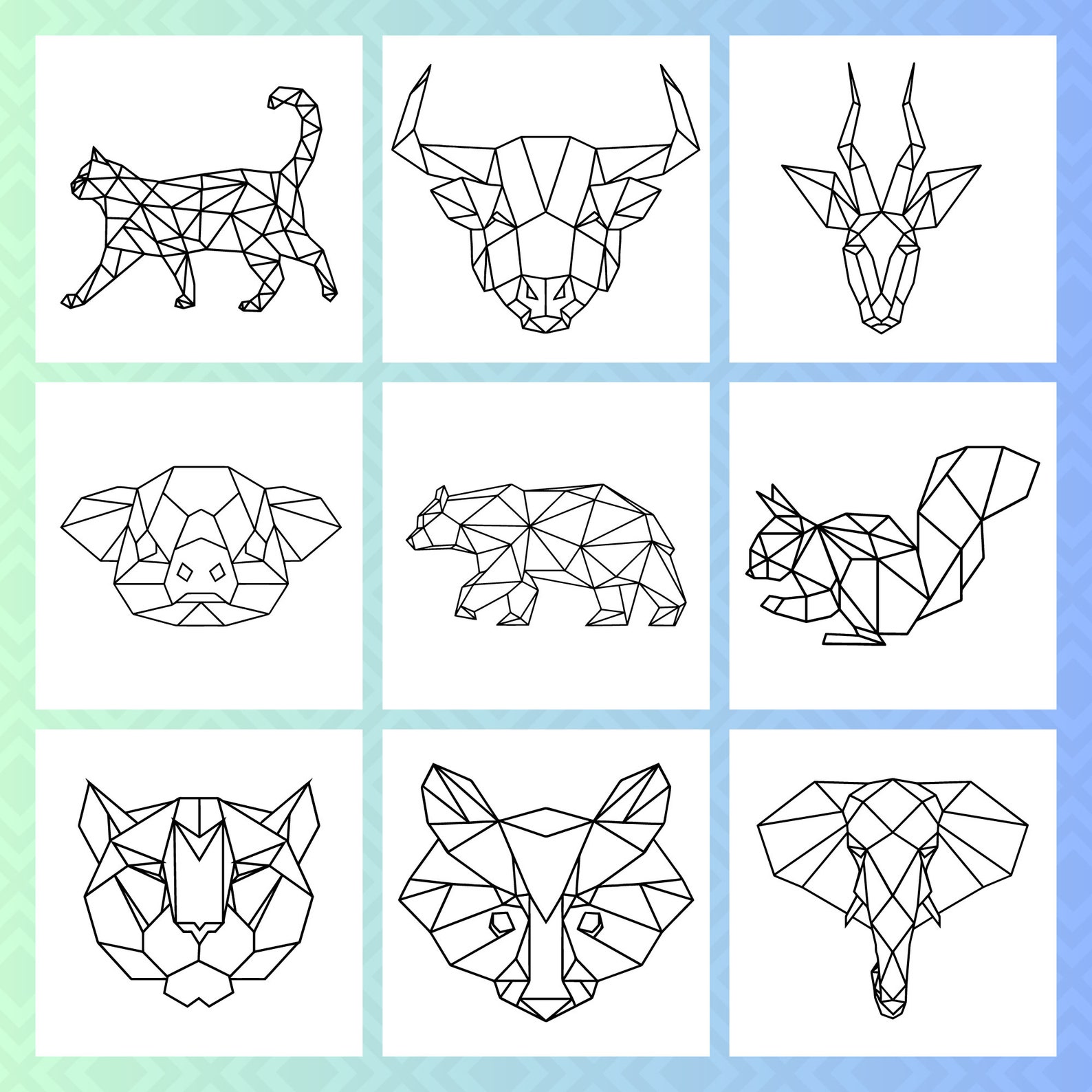 10 Geometric Animal Coloring Pages for Creative Coloring