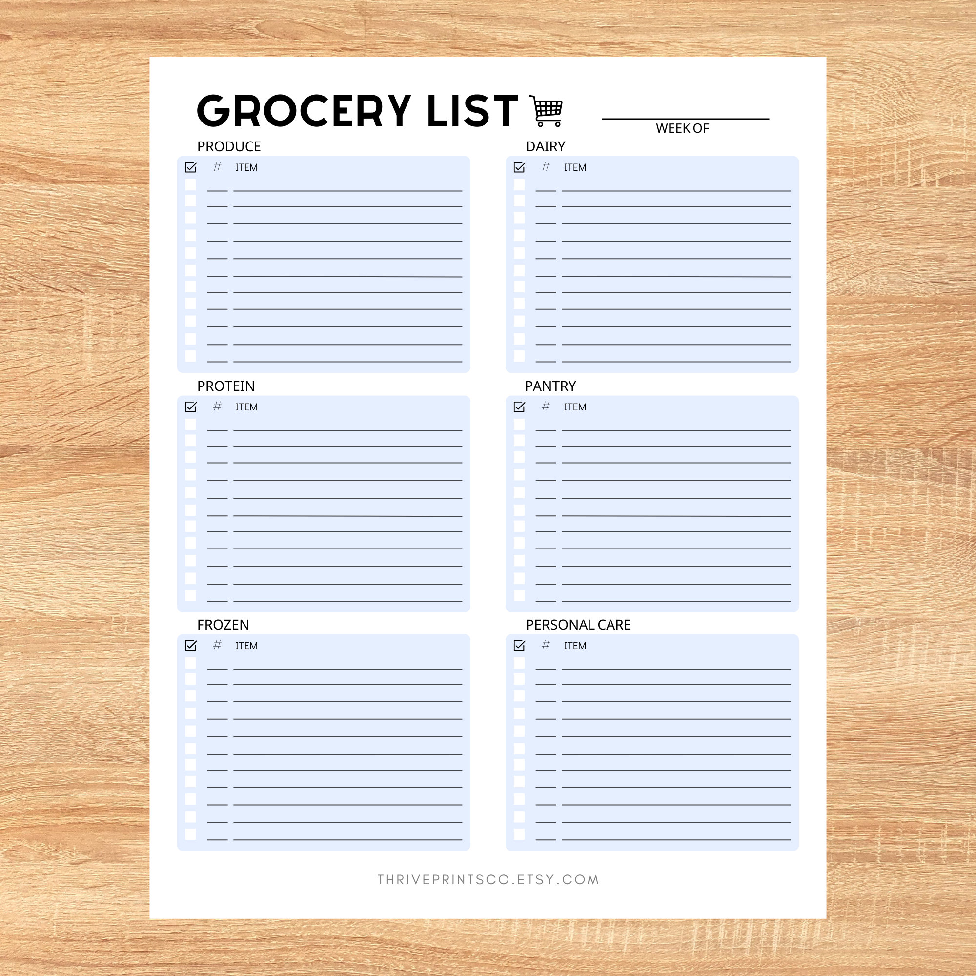 Printable Grocery List With Categories, Grocery Planner, Grocery List ...
