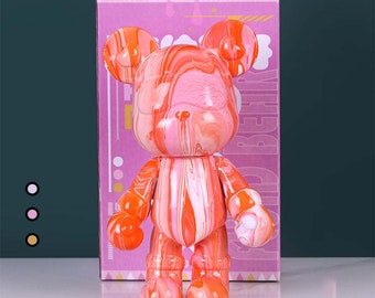 DIY Fluid Bear Painting Kit Creative Home Decorations Handmade Doll Figurine Toys Gift, Bear Brick Figurine for Fluid Pour Painting 9.4 inch