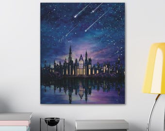 Velaris Themed - Canvas Art Print, Magical Night Skyline, Wall Decor, Starry Art, Home Decor, Gift for Her, Fantasy Wall Art, Home Aesthetic