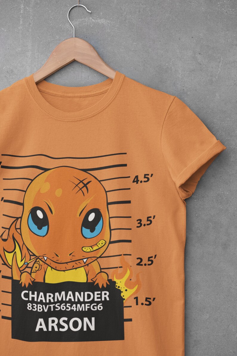Charmander Funny Mugshot Shirt Charmander Fire Pokemon Tshirt