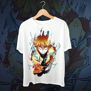 Zenitsu Shirt Demon Slayer Anime Tee Lightning Breath Top Thunderclap Flash Anime Fan Gift Anime Slayer Tee Shirt for Demon Slayer Fan