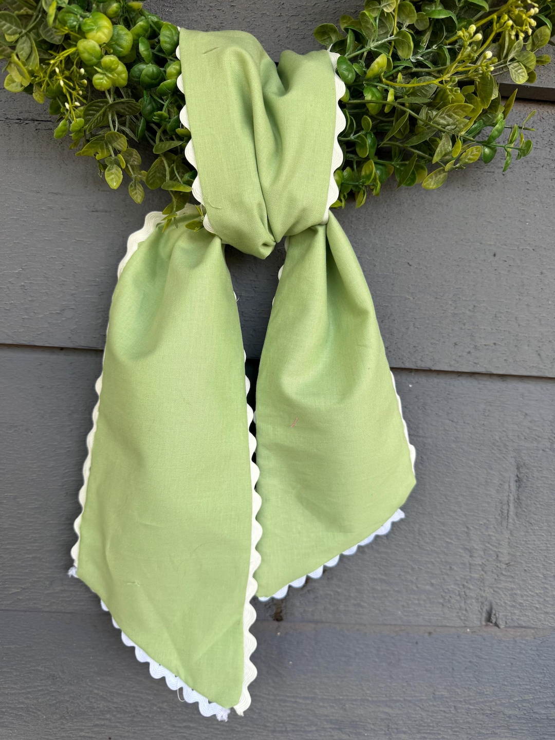 Blank Wreath Sash With White Scallop Trim |sage Wreath Sash for ...