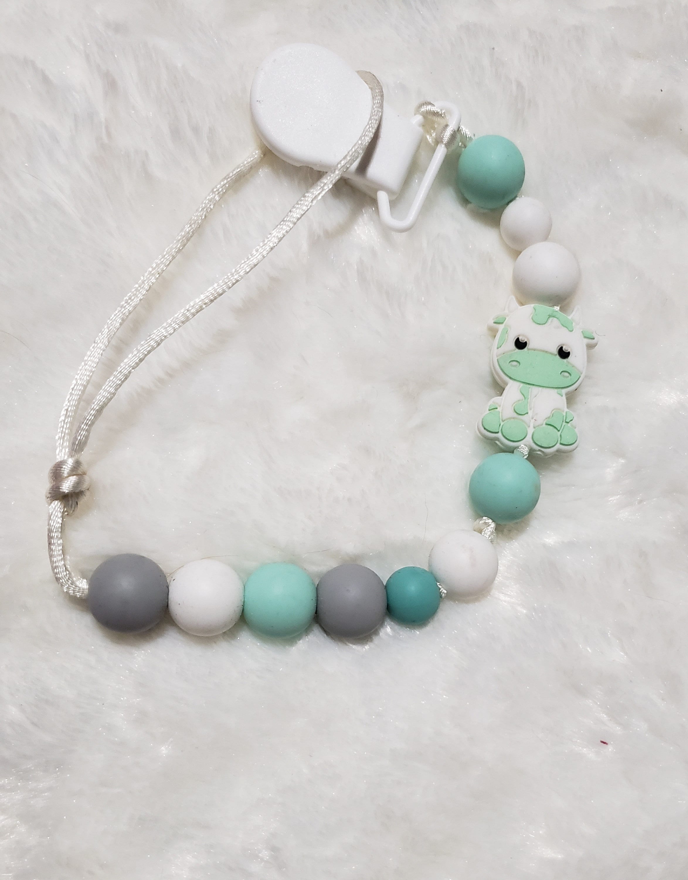 Personalized Teal Cow Pacifier Clip | Silicone Pacifier Clip| Baby Gift ...