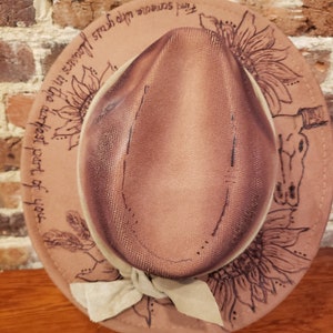 Custom burned hat| Wide Brim Fedora| Western Hat| Bridal Hat| Rancher Hat| Custom Felt Hat