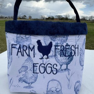 Chicken Mama Egg Basket| Farm Fresh Egg Basket| Egg Collecting Basket| Kitchen Decor Fabric Basket| Farm Decor| Personalized Egg Basket