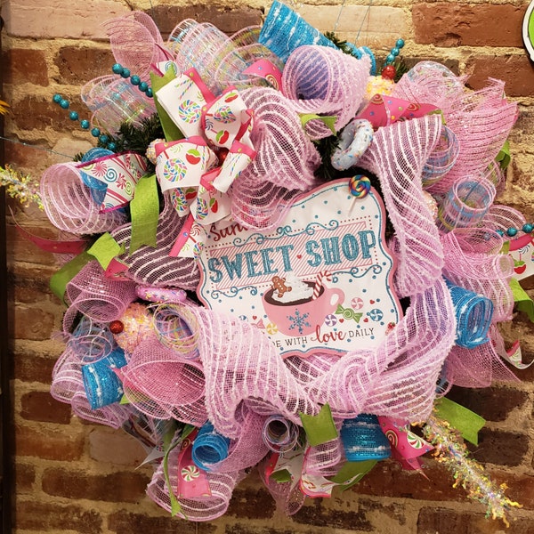 CandyLand Inspired Wreath| Sweet Treats Wreath| Whimsical Christmas Decor| Fun Christmas Decor