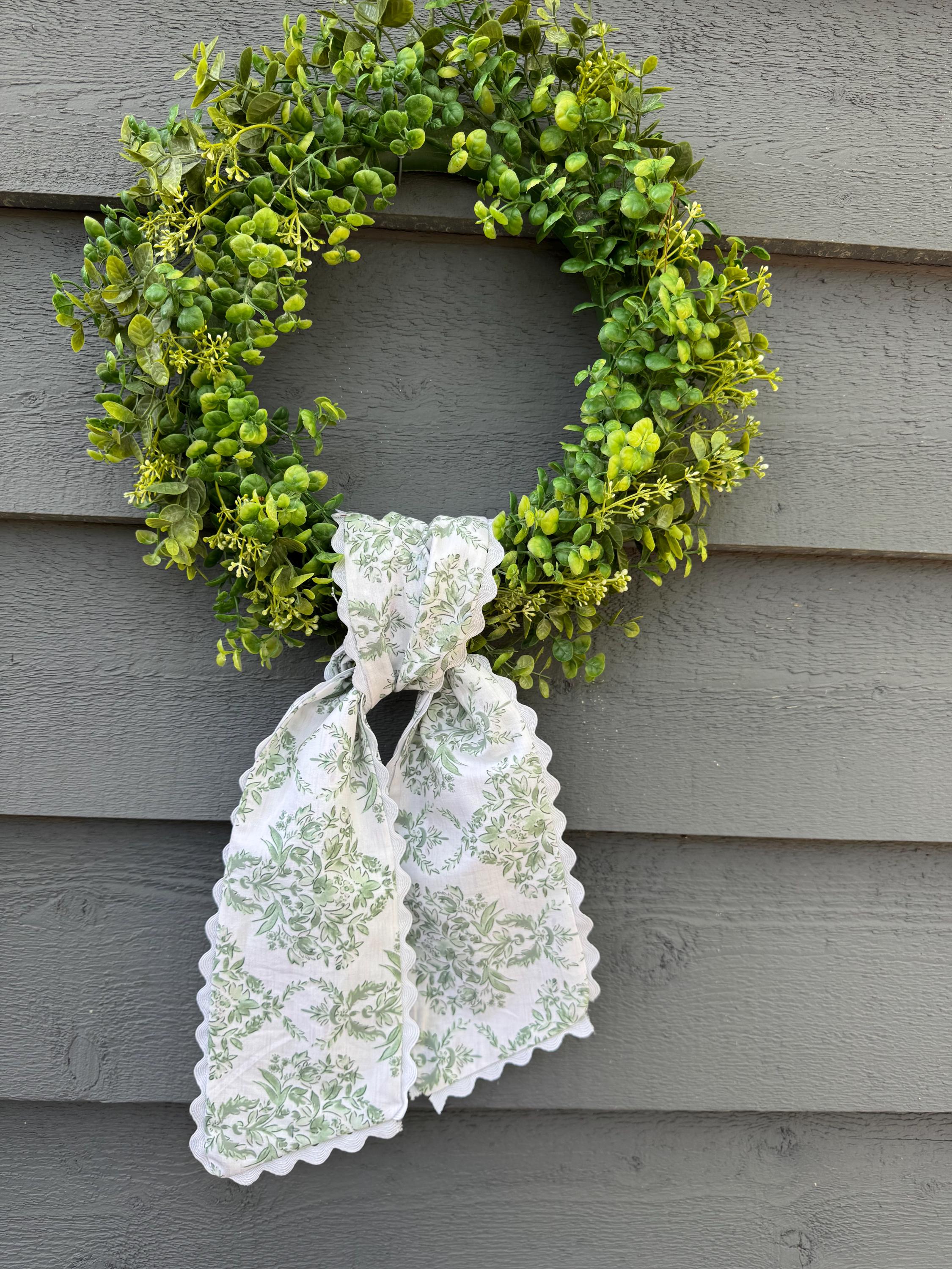 Blank Green Toile Wreath Sash| Vintage Chinoiserie Farmhouse Decor ...