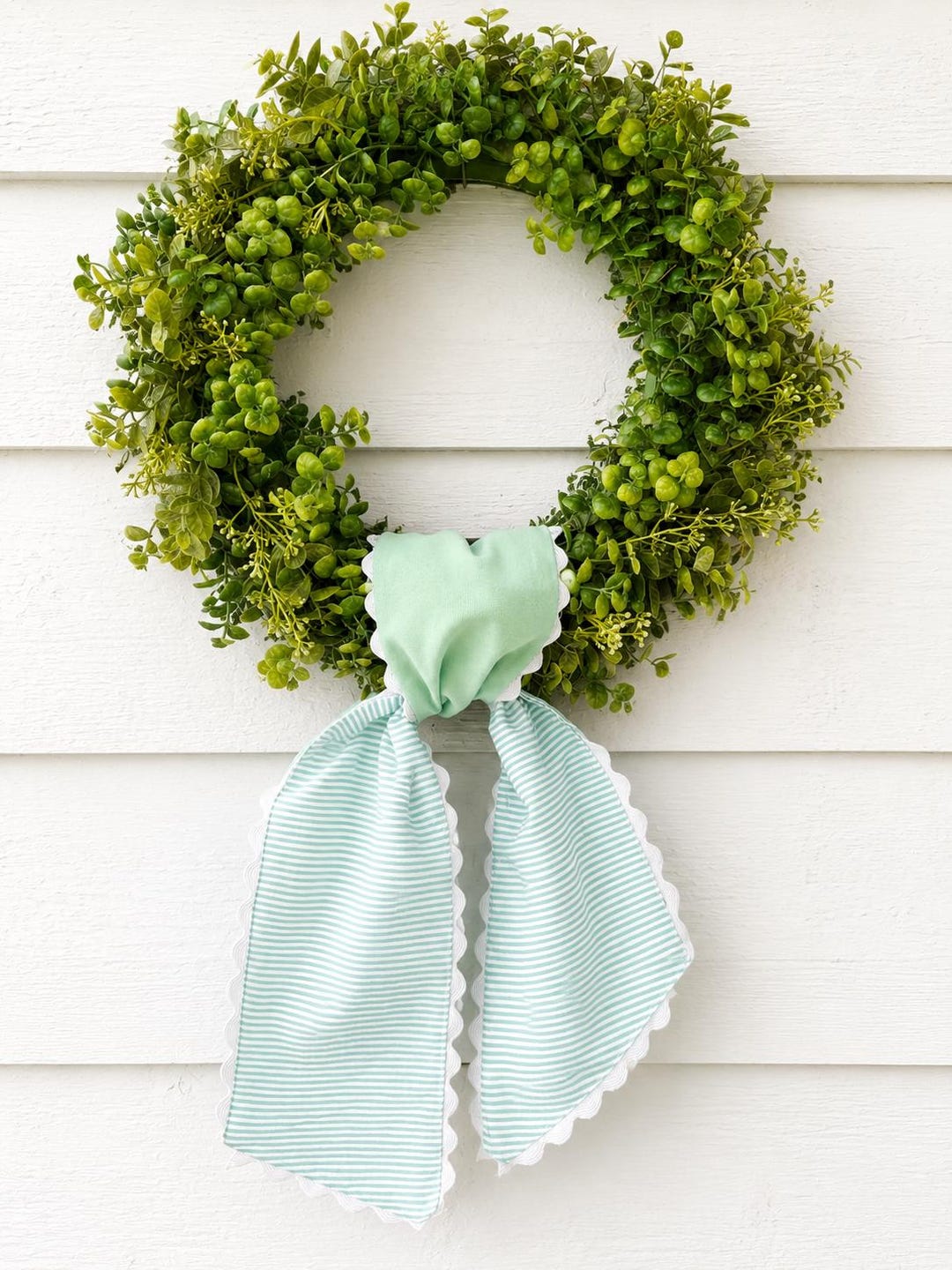 Reversible Mint Green Wreath Sash With Scallop Trim| Farmhouse Decor ...