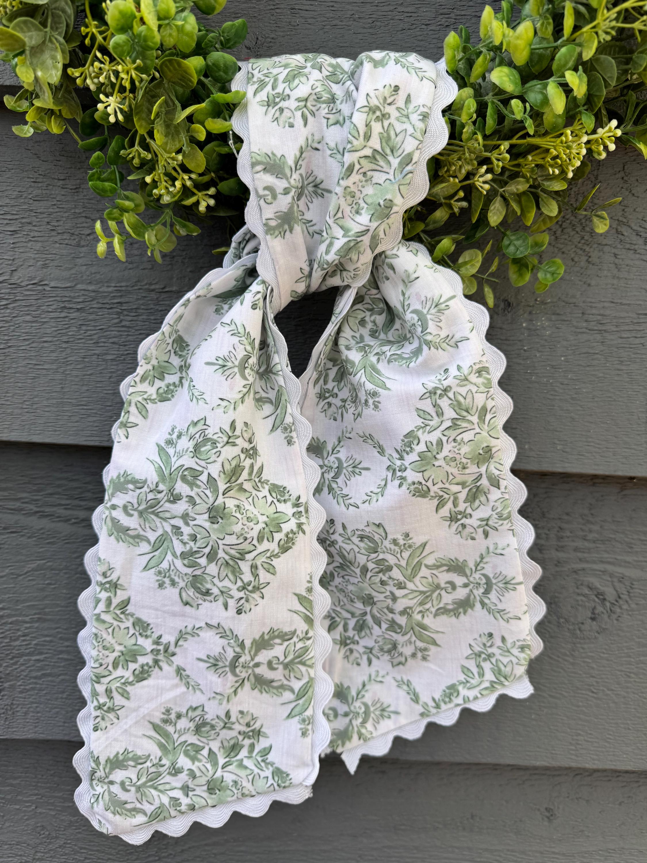 Blank Green Toile Wreath Sash| Vintage Chinoiserie Farmhouse Decor ...
