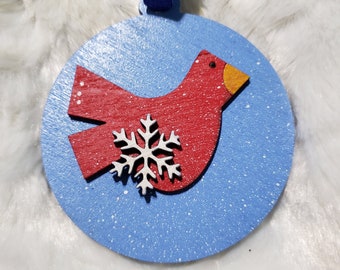 Cardinal Snowflake Christmas Ornament| When a Cardinal is Near| Memorial Ornament| Christmas Ornament