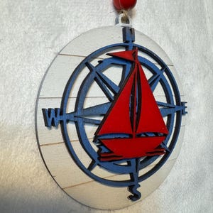 Nautical Sailboat Ornament| Coastal Beach Decor| Ocean Themed Ornament| Christmas Ornament| Summer Coastal Gift| Sea Life Decoration