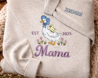 Sweatshirt mama en minigans| EST 2025 Mama ronde hals| Paasshirt voor mama| Cadeaus voor haar| Paascadeau