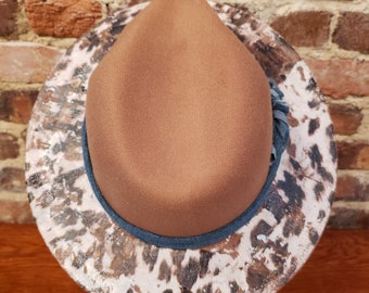 Burned Hat | Highland Cow Art | Wide Brim | Fedora Style  display picture 1