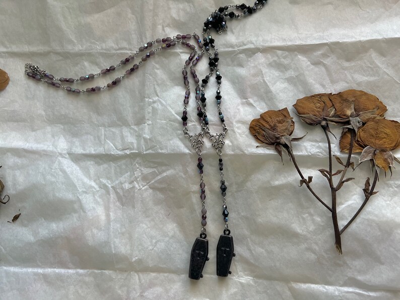 Morada Coffin Gothic Rosary Necklace Etsy
