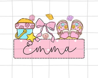 Personalized Kid Name Beach Png, Kids Summer PNG , Summertime PNG, Custom Kids Name Png, girls summer png