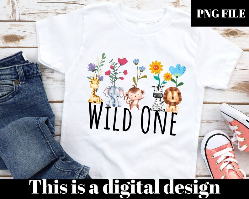 Wild ONE PNG Safari Birthday Transfer File Baby Animals - Etsy