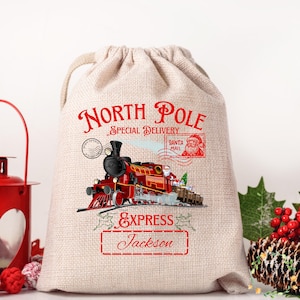 PNG sublimazione sacco di Babbo Natale / Clipart carino sacchetto regalo di Natale, consegna al Polo Nord download immediato
