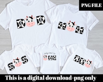 Holy Cow I'm One PNG, 1st Birthday Clipart, Family Design (Digital Download)