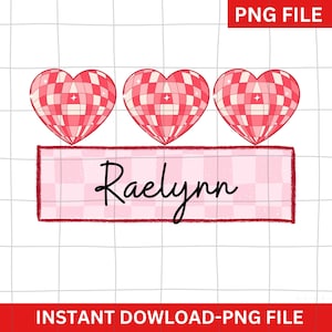 Personalized Kid Name Valentines Png, hearts png file, cute heart png, little valentine png, custom valentine png
