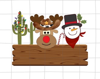 Personalized Western Christmas PNG, Kids Name Monogram (Digital Download)