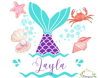 Personalized Kid Name Beach PNG: Crab Monogram, Summer Design (Digital Download
