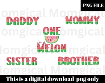 One In A Melon png , Watermelon Birthday, Matching Watermelon Birthday, Family One In A Melon