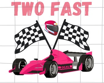 Dos coches de carreras rosas rápidos PNG, sublimación para segundo cumpleaños (descarga digital)