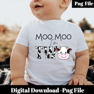 moo moo I'm two, cow birthday sublimation transfer,  heat transfer, farm animal birthday shirt, 2nd birthday, cow birthday