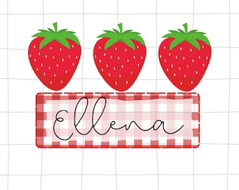 Personalized Kid Name strawberry Png, Strawberry name plate png, strawberry Kids Name Monogram, Custom Kids Name Png, girls summer png