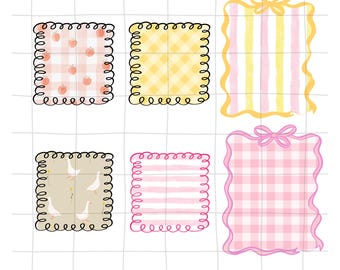 Wavy & Striped Whimsical Frame clipart, Geometric Hand-Drawn Borders, Modern Coquette Clipart for Wedding, Spring Invitations, sublimation