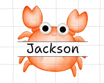 Personalized Kid Name beach Png, kids beach png, kids summer png, boys beach shirt png, beach sublimation, watercolor summer png, crab png