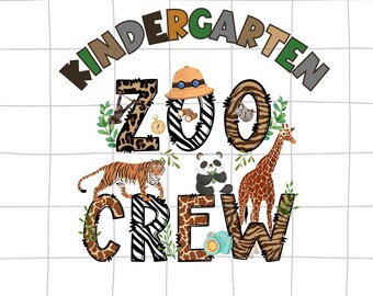 Kindergarten Zoo Crew PNG, Animals Sublimation Design (Digital Download)