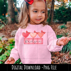 Personalized Kid Name Valentines Png, hearts png file, cute heart png, little valentine png, custom valentine png