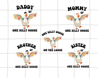 One silly goose birthday png bundle, Goose birthday png, goose first birthday digital download, goose matching shirt design